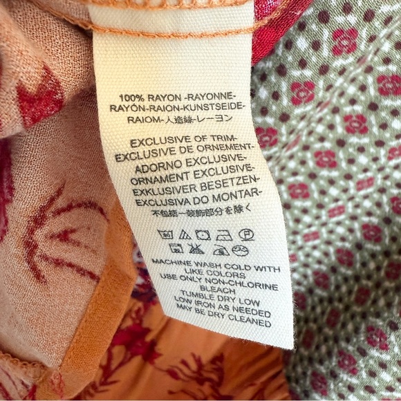 Free People Women's Floral Patchwork Boho Blouse V-Neck Long Sleeve S Flowy - Picture 11 of 11